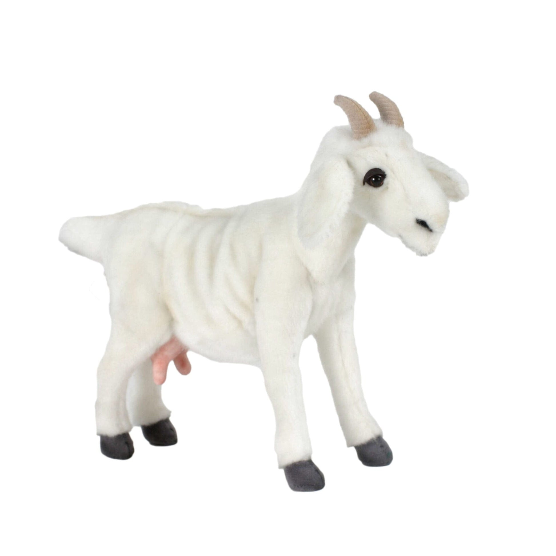 Hansa geit knuffel - wit - pluche - 35 cm - Pluchen speelgoed