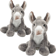 Ezel knuffel set 2 stuks - grijs - 13 en 33 cm - pluche - Pluchen speelgoed