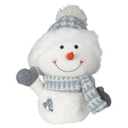 Pluche sneeuwpop decoratie - blauw - 27 cm