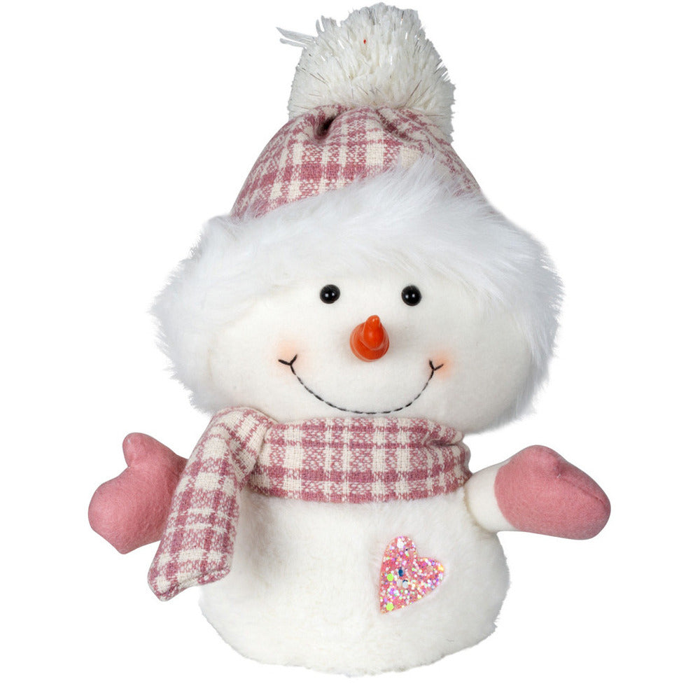pluche-decoratie-sneeuwpop-27-cm-roze-pop-met-sjaal-en-muts_10385034-1