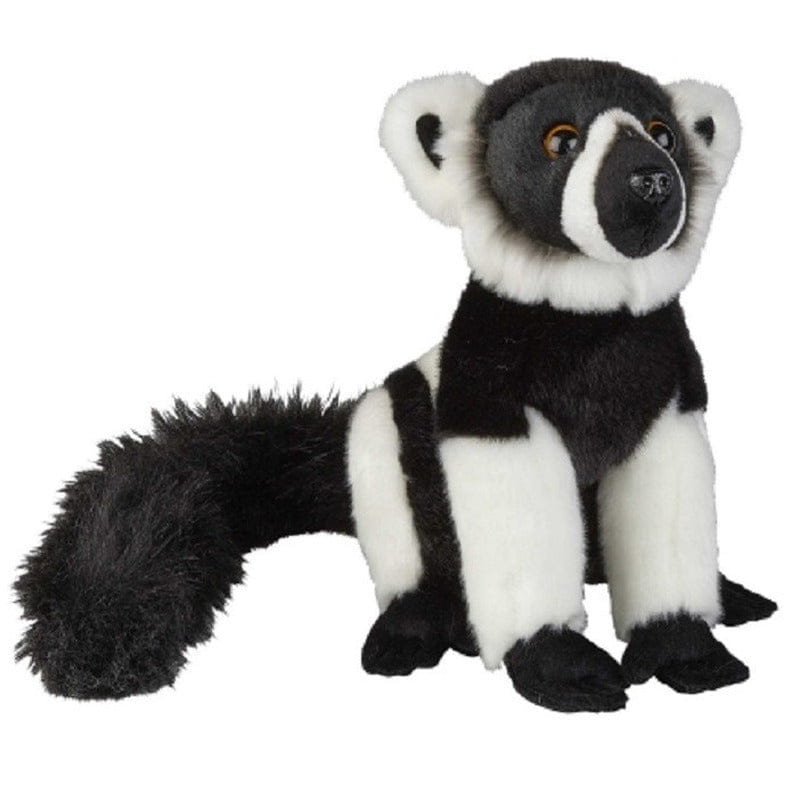 Vari/maki aap knuffel - pluche - zwart/wit - 28 cm - Pluchen speelgoed