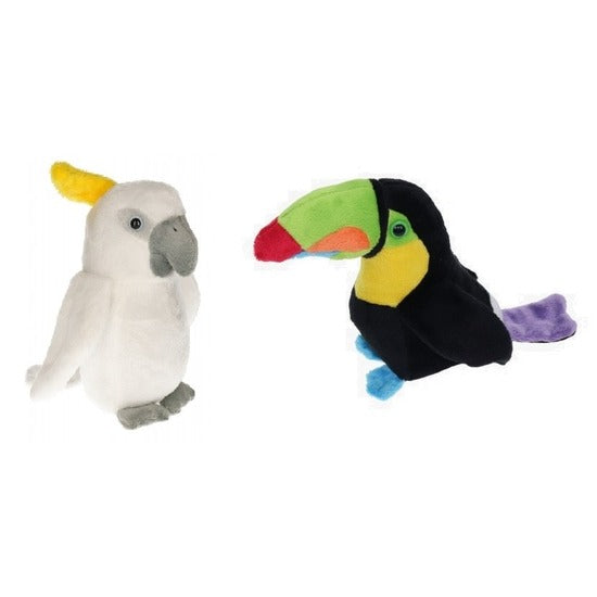 set-van-2-tropische-vogel-knuffels-vogel-knuffels-speelgoed-voor-kinderen-toekan-en-kaketoe_10167047