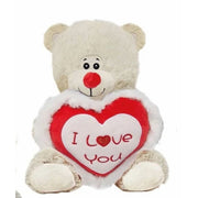 Pluche knuffelbeer - wit - I Love You hartje - 30 cm - Pluchen speelgoed