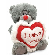 Grijze teddybeer - pluche - I Love You hartje - 30 cm - Pluchen speelgoed