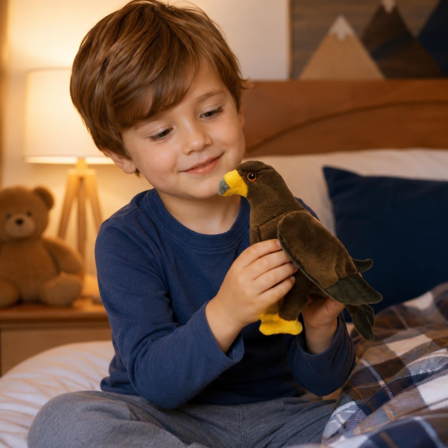 Steenarend knuffel - pluche - bruin - 17 cm - roofvogel - Pluchen speelgoed
