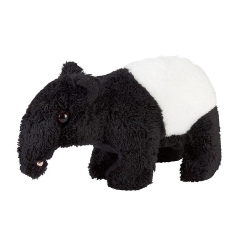 Ravensden tapir knuffel - pluche - zwart/wit - 15 cm - jungle dieren - Pluchen speelgoed