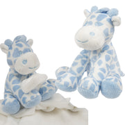 Suki Gifts giraffe baby knuffelset - blauw/wit - tutteldoekje - Pluchen speelgoed