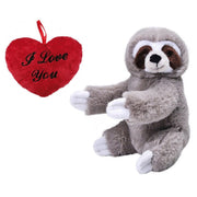 Valentijn Love cadeau set - luiaard knuffel - 25 cm - pluche - met hartje - Pluchen speelgoed