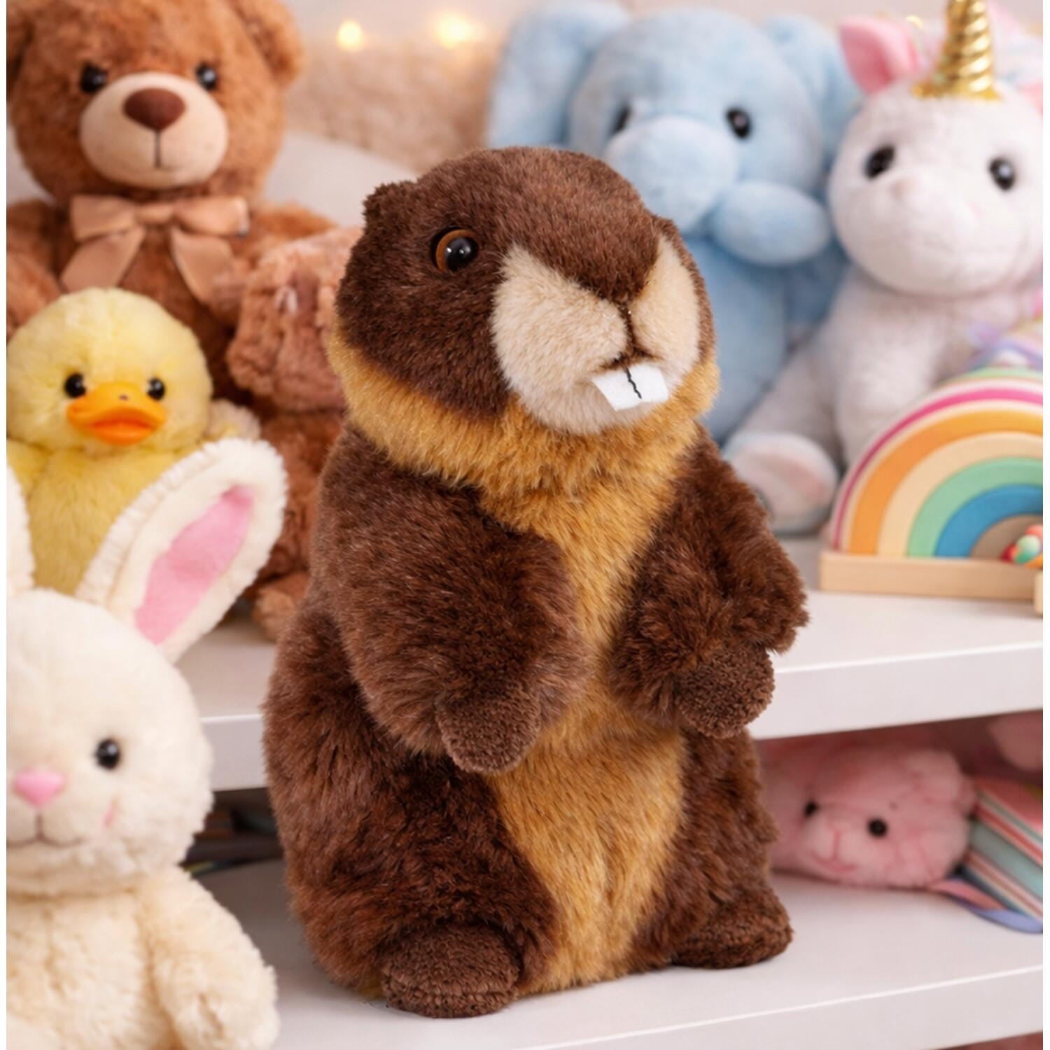 Ravensden bever knuffel - pluche - bruin - 18 cm - dierenknuffel - Pluchen speelgoed