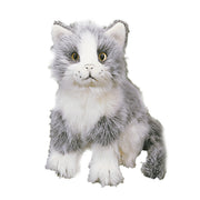 Pluche grijs/witte kat - knuffel - zittend - 20 cm - Pluchen speelgoed