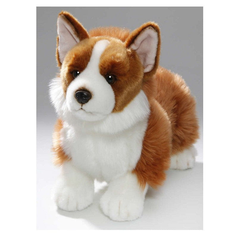 CarlDick Corgi knuffel - pluche - bruin/wit - 35 cm - hondenknuffel - Pluchen speelgoed