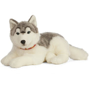 Living Nature husky knuffel - pluche - 60 cm - grijs/wit - Pluchen speelgoed