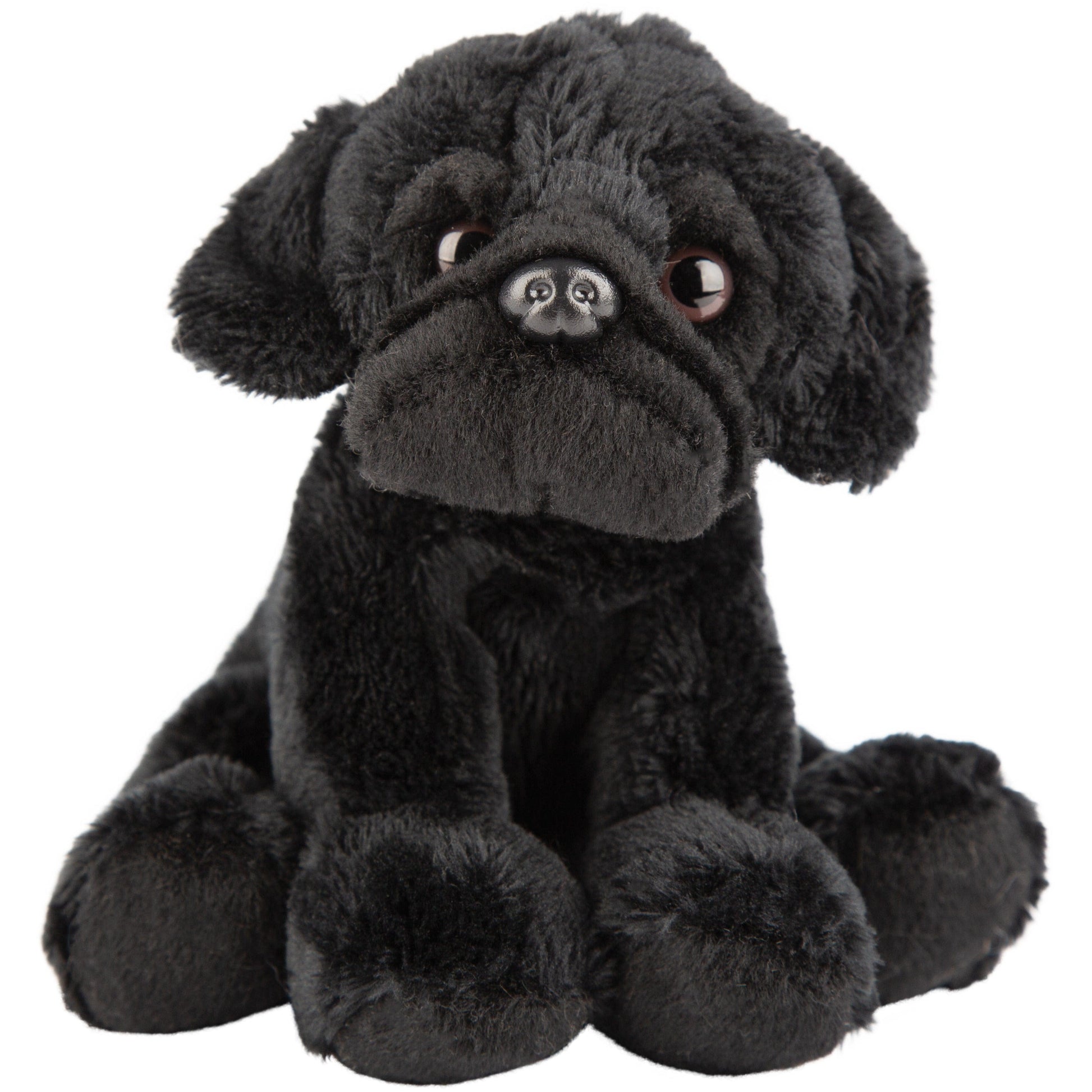 Pluche mopshond knuffel - zwart - 13 cm - zacht speelgoed - Pluchen speelgoed