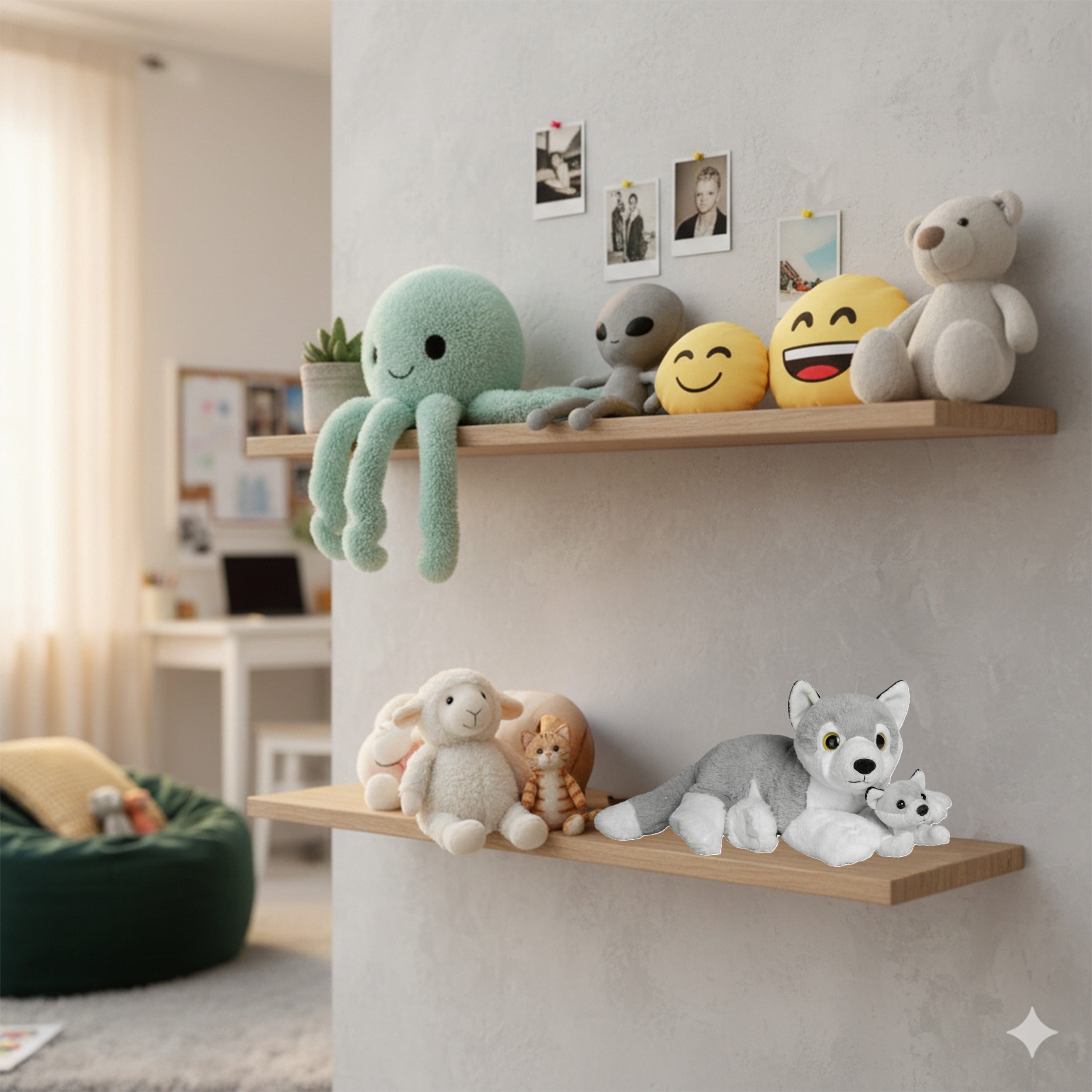 Nature Planet wolven knuffel - pluche - 22 cm - moeder en jong - Pluchen speelgoed