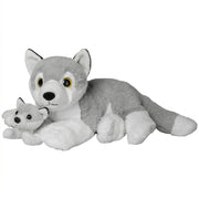 Nature Planet wolven knuffel - pluche - 22 cm - moeder en jong - Pluchen speelgoed
