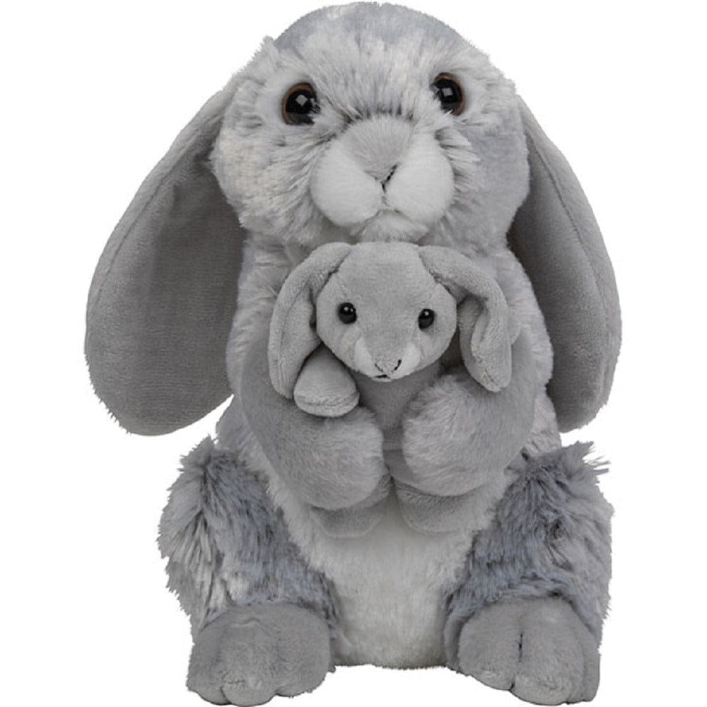 Nature Planet konijn knuffel - pluche - 22 cm - grijs - Pluchen speelgoed