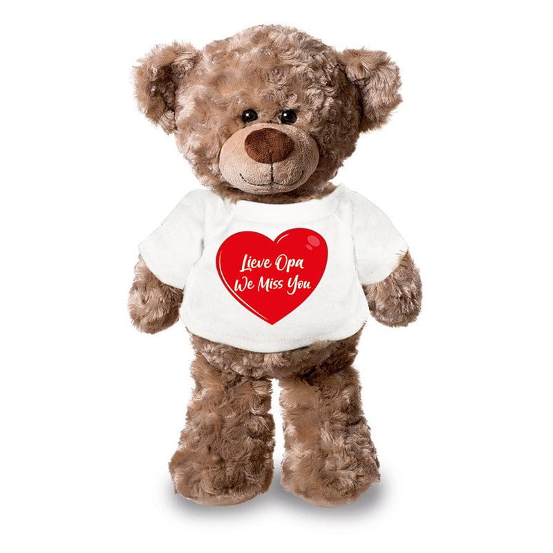Opa we miss you knuffelbeer - pluche - 24 cm - met shirt - Pluchen speelgoed