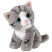Grijze kat knuffel - pluche - 14 cm - zittend - Pluchen speelgoed