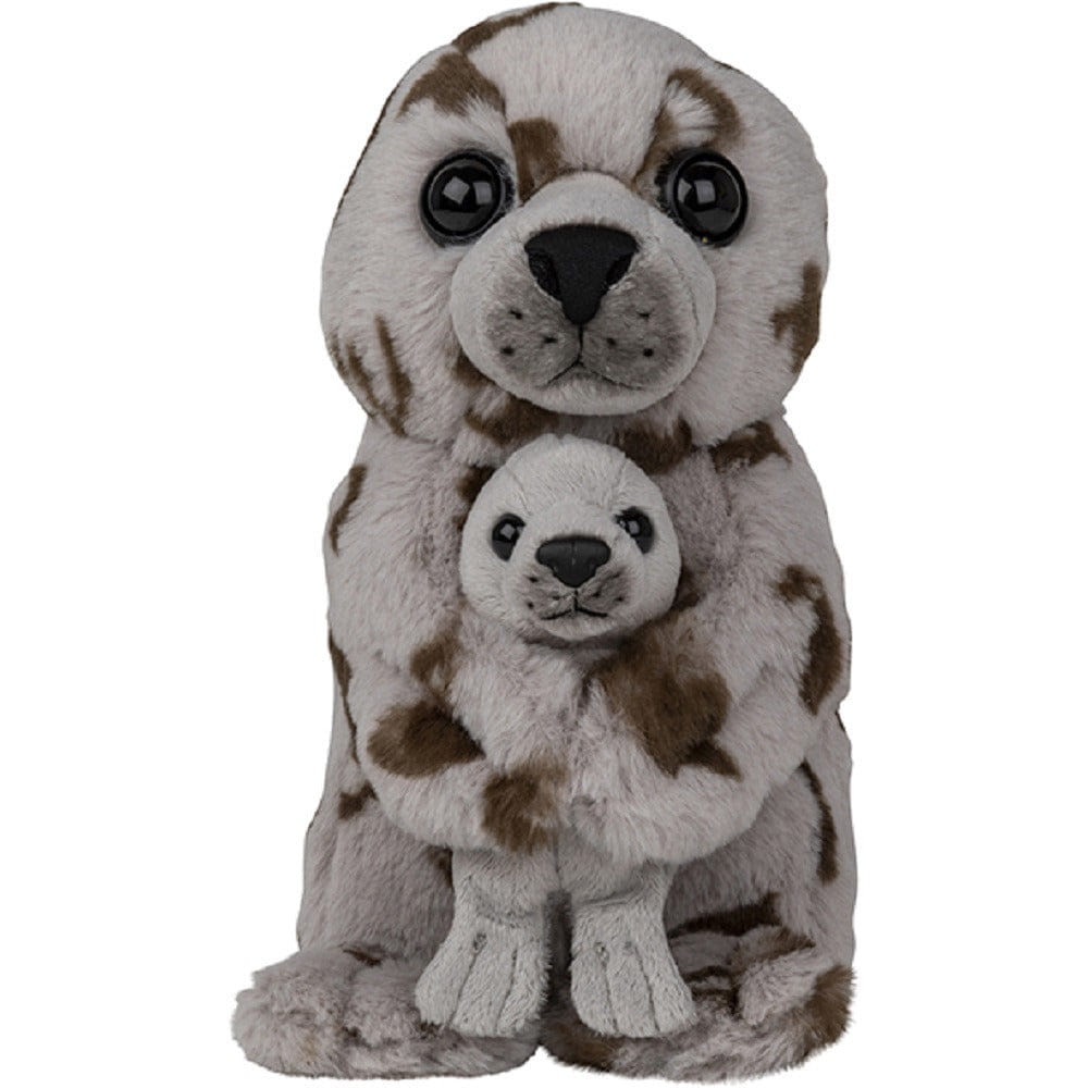 Pluche zeehond familie knuffels - grijs - 22 cm - Pluchen speelgoed