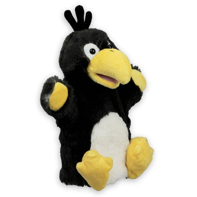 Raaf/kraai handpop knuffel - pluche - 20 cm - poppenkast