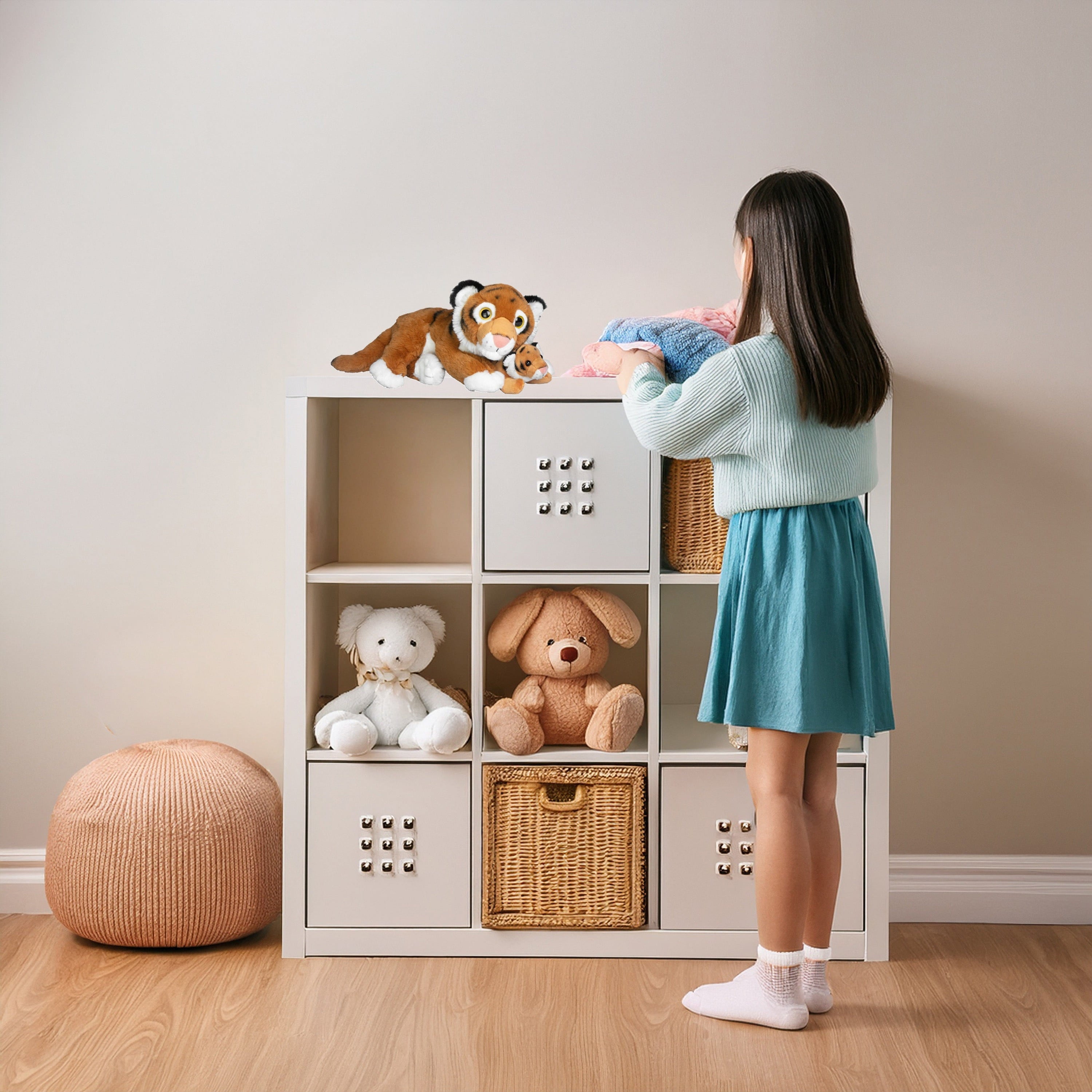 Nature Planet tijger knuffel - pluche - 22 cm - moeder en jong - Pluchen speelgoed