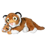 Nature Planet tijger knuffel - pluche - 22 cm - moeder en jong - Pluchen speelgoed