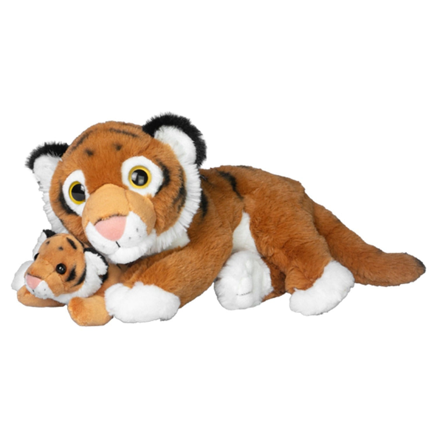 Nature Planet tijger knuffel - pluche - 22 cm - moeder en jong - Pluchen speelgoed