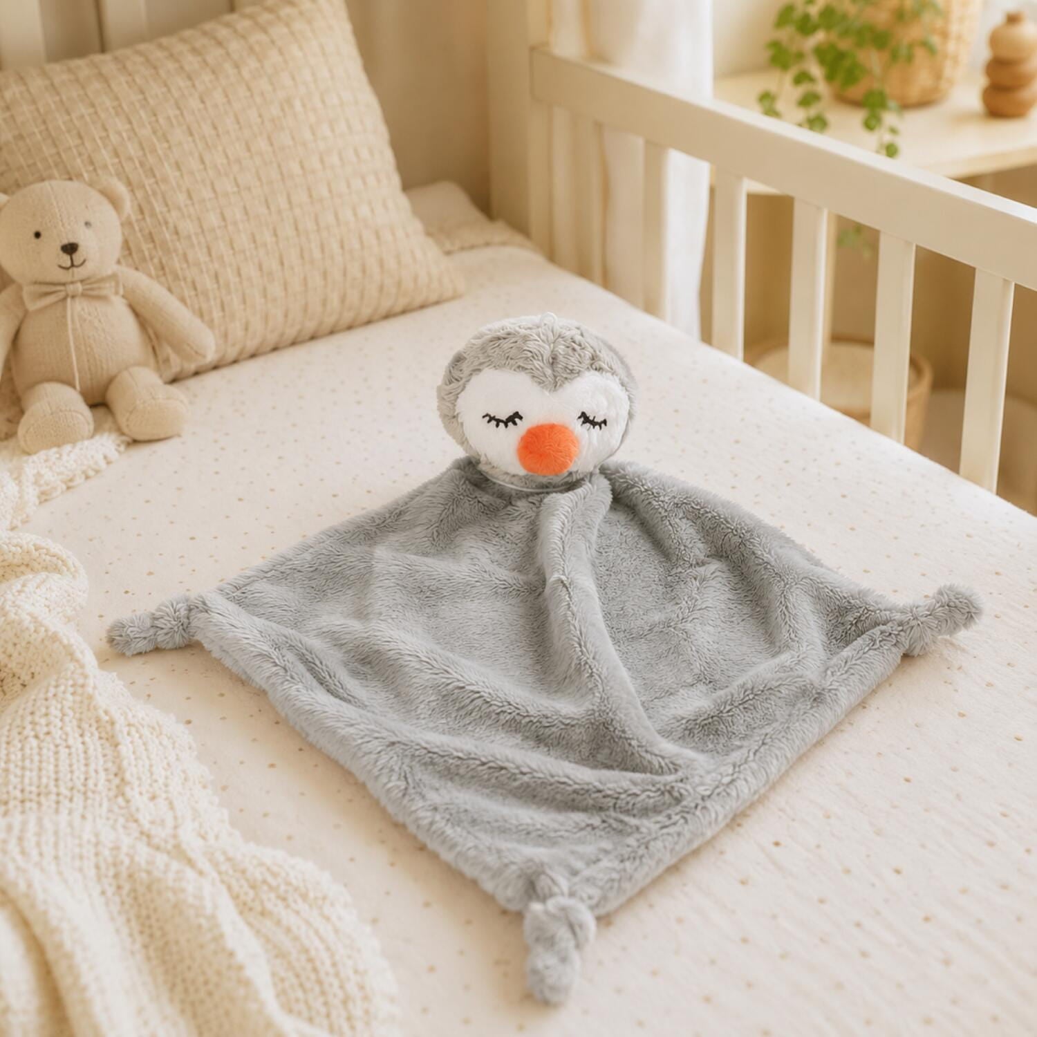 Nature Planet pinguin tuttel/knuffeldoekje - pluche - 40 cm - baby knuffel - kraamcadeau
