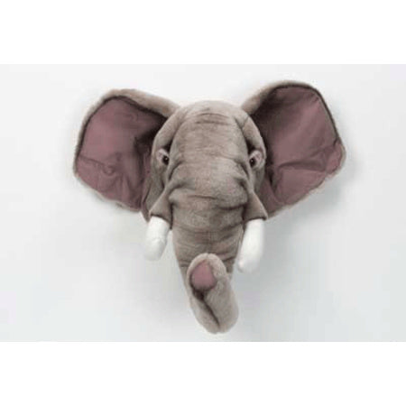 Pluche olifant knuffel - dierenhoofd - 45 cm - muurdecoratie