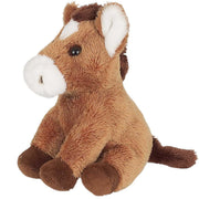 Paardje knuffel - pluche - 15 cm - lichtbruin - boerderijdier - Pluchen speelgoed