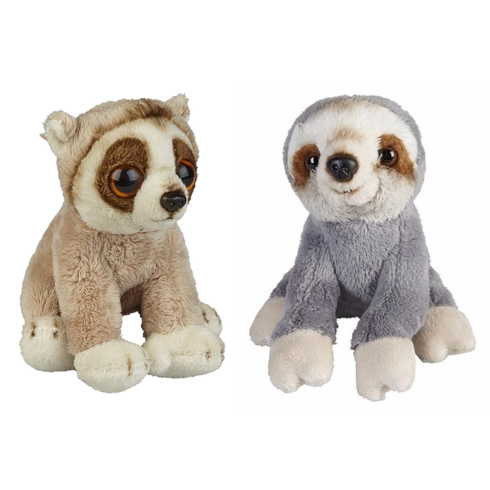 Bosdieren pluche knuffels 2-delig - aapje en luiaard - 15 cm - Pluchen speelgoed