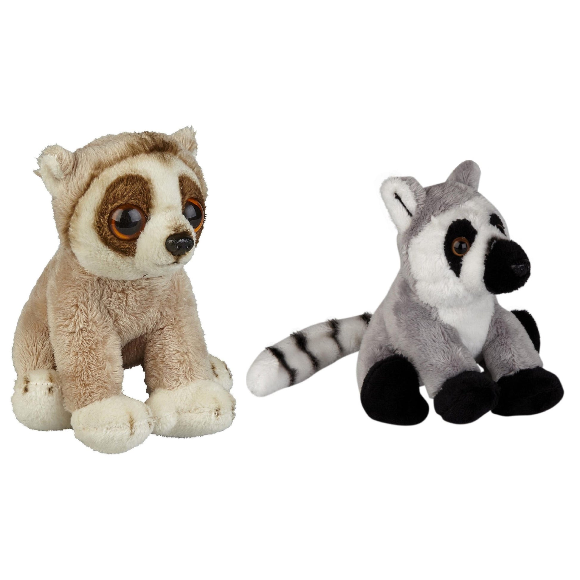 Bosdieren pluche knuffels - Maki aapje en luiaard - 15 cm - Pluchen speelgoed