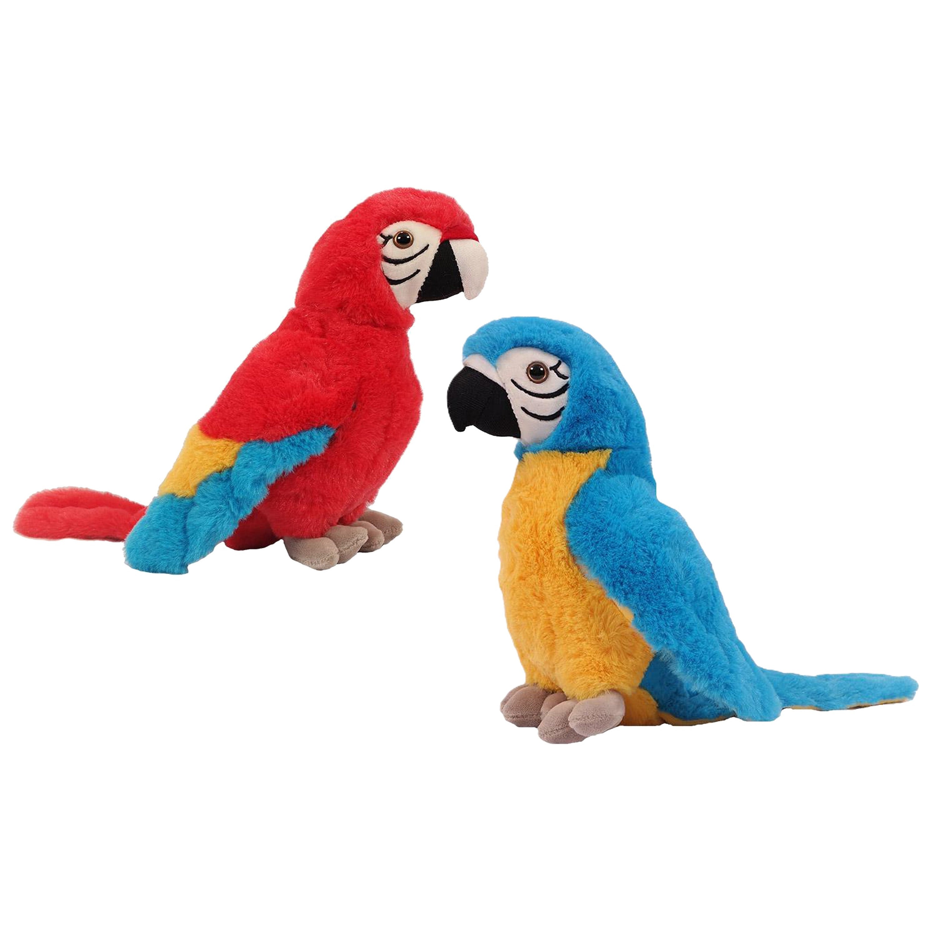 papegaai-knuffel-set-2x-pluche-blauw-rood-24-cm_10439164