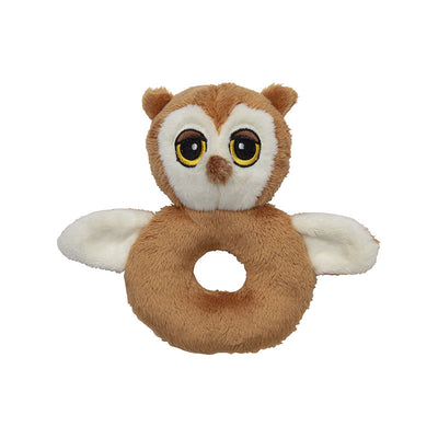 Nature Planet uil baby rammelaar - pluche - 10 x 15 cm - speelgoed