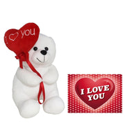 Pluche knuffelbeer - wit/rood - 30 cm - I Love hartje - Pluchen speelgoed