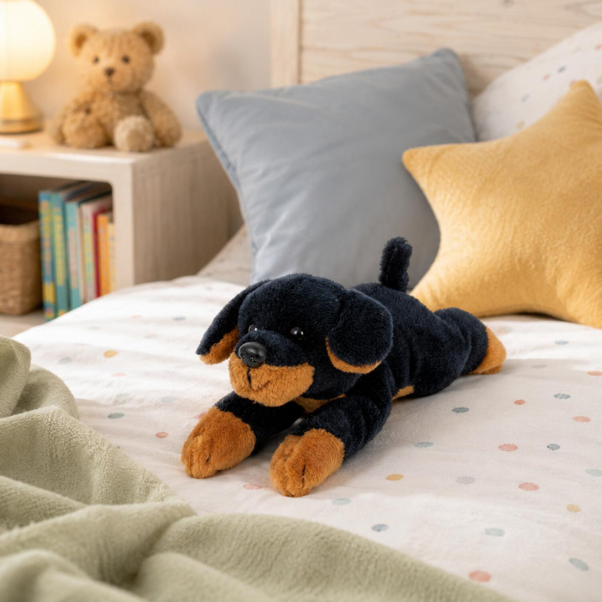heunec-rottweiler-knuffel-pluche-zwart-bruin-13-cm-hond_10164185-4