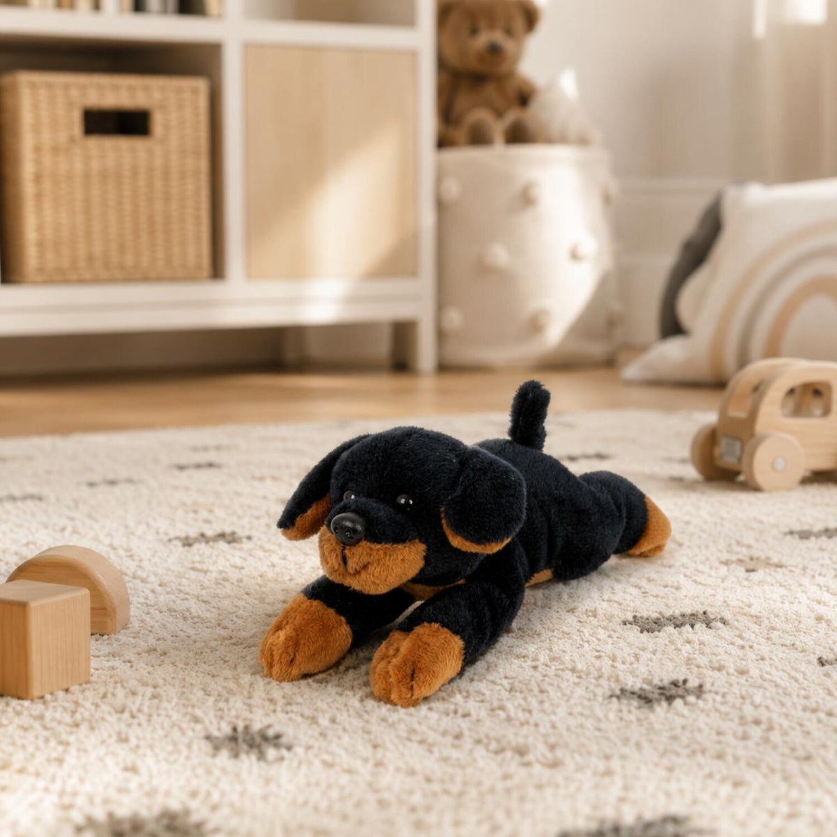 heunec-rottweiler-knuffel-pluche-zwart-bruin-13-cm-hond_10164185-6