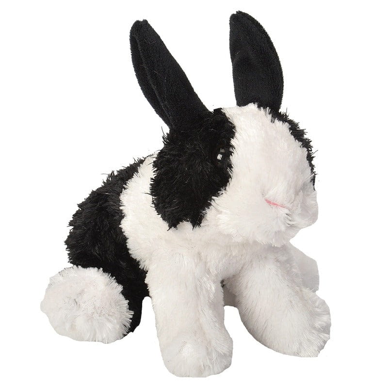 Wild Republic Hollander konijn knuffel - pluche - zwart/wit - 18 cm - Pluchen speelgoed