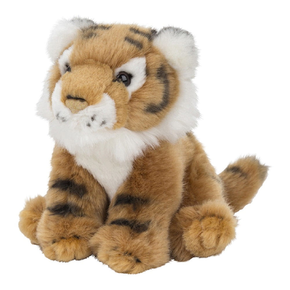 Nature Planet tijger knuffel - pluche - 15 cm - bruin - knuffeldier - Pluchen speelgoed