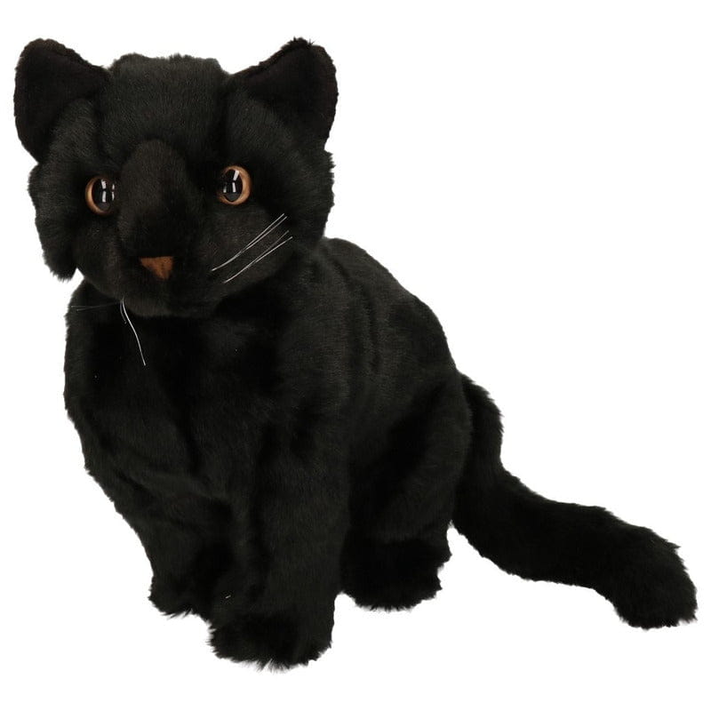 Zwarte kat knuffel - pluche - zittend - 30 cm - dierenknuffel - Pluchen speelgoed
