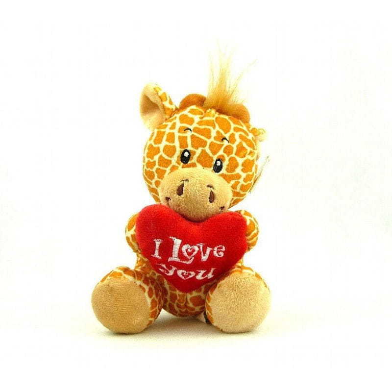 Giraffe knuffel met I love you hartje - pluche - 14 cm - Pluchen speelgoed