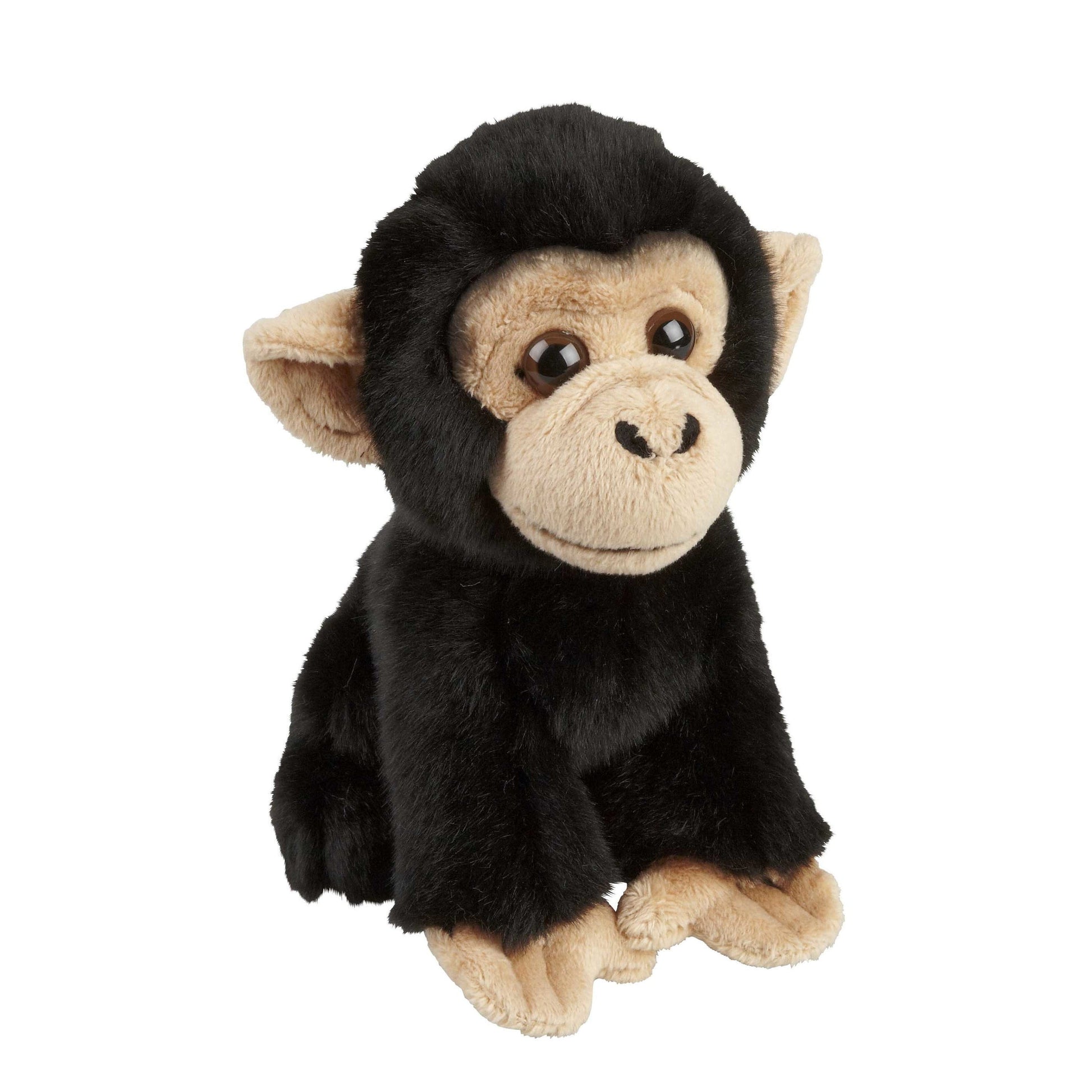 Chimpansee knuffel - pluche - zwart - 18 cm - aap - Pluchen speelgoed