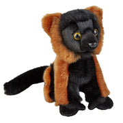 Lemur knuffel aapje - pluche - 18 cm - rood/zwart - Pluchen speelgoed