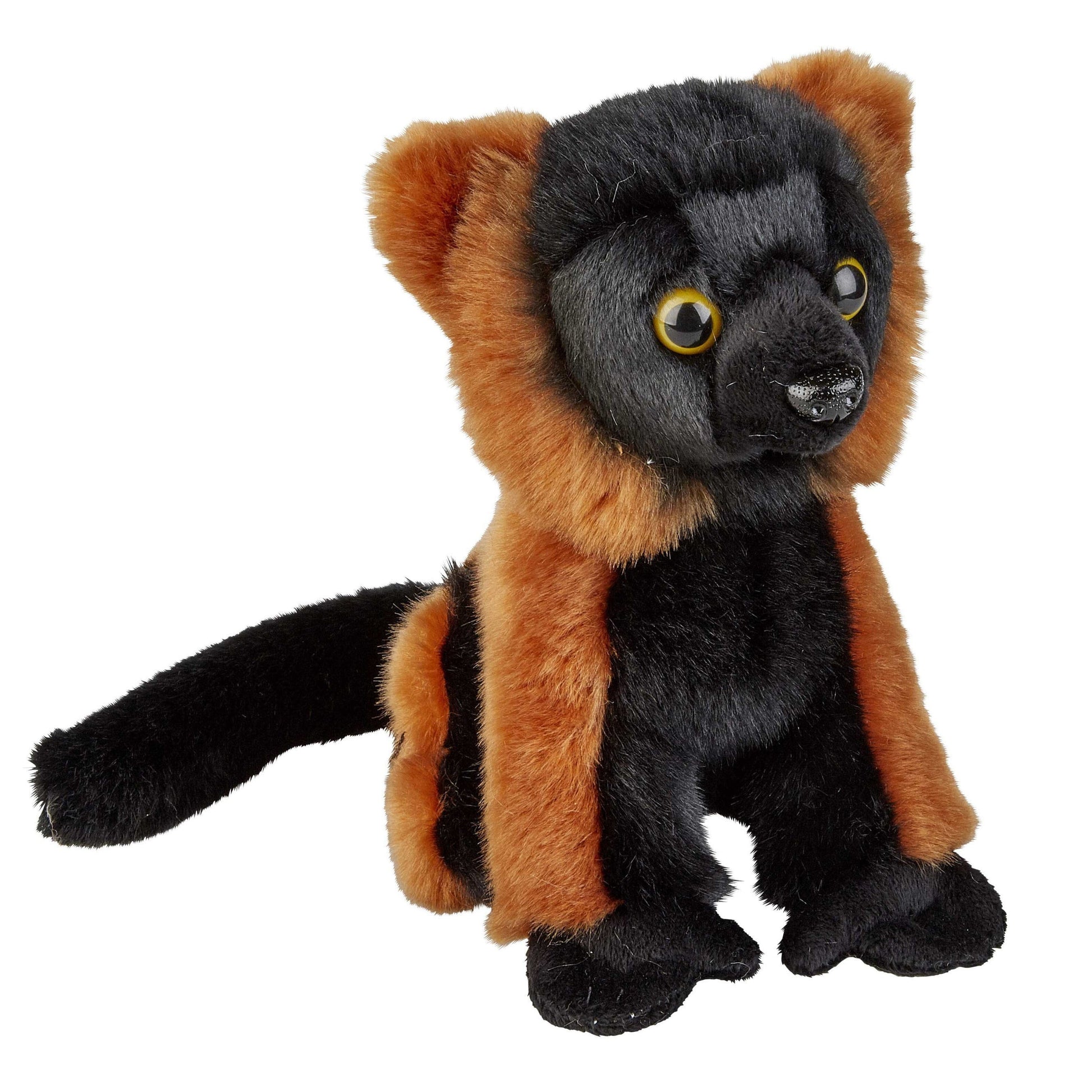 Lemur knuffel aapje - pluche - 18 cm - rood/zwart - Pluchen speelgoed