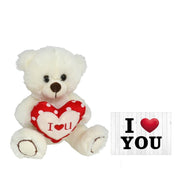 Pluche knuffelbeer - wit/rood - 30 cm - I Love hartje - wenskaart - Pluchen speelgoed