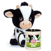 Koe knuffel en mok cadeauset - pluche - 18 cm - 300 ml - Pluchen speelgoed