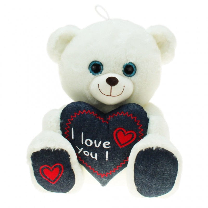 Kruger pluche beer - wit - I love you - 30 cm - knuffel - Pluchen speelgoed