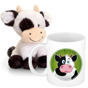 Cadeau set kind - koe knuffel - pluche - beker 300 ml - Pluchen speelgoed