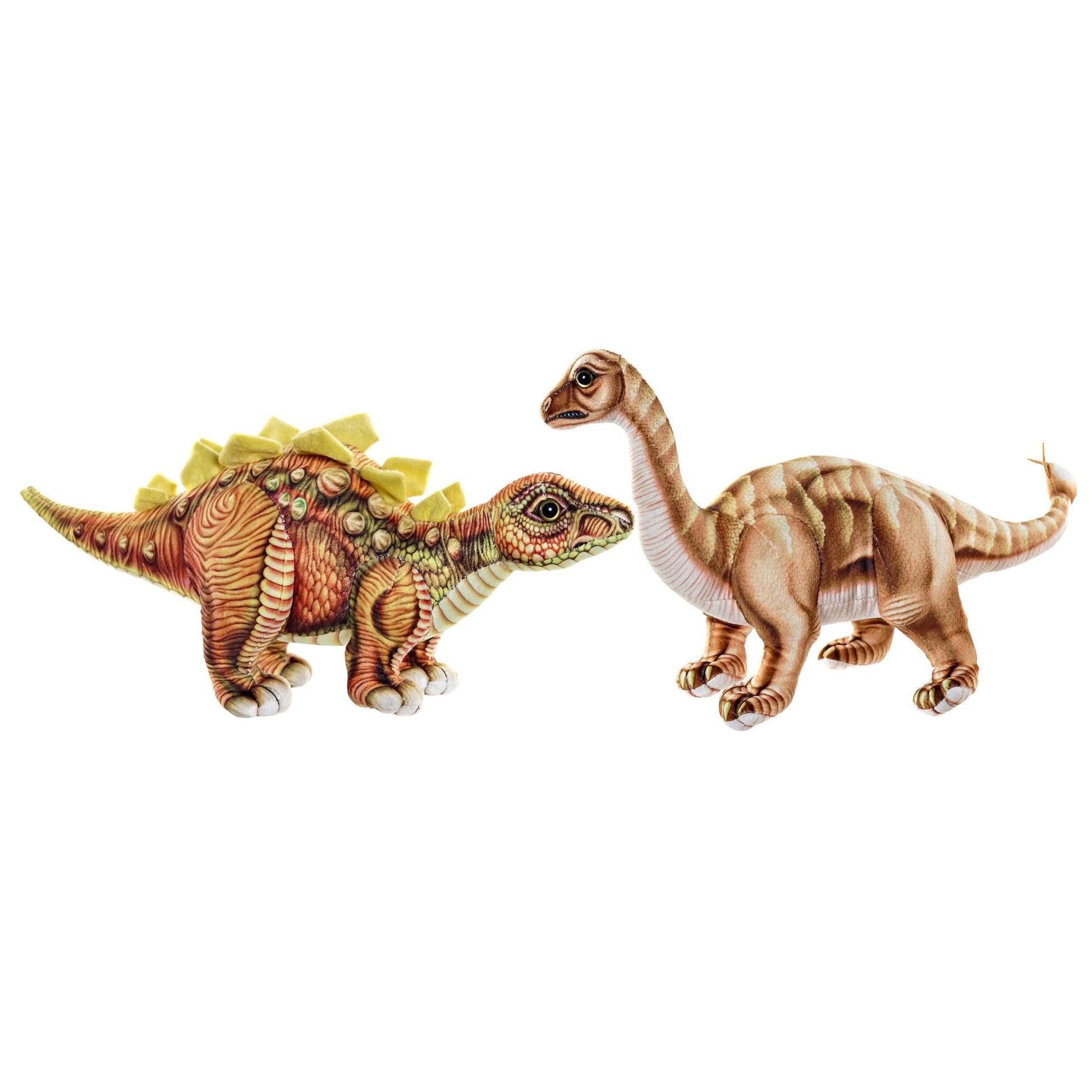 Stegosaurus & Brontosaurus knuffel - pluche - set van 2 - dinosaurussen - 38 en 45 cm - Pluchen speelgoed