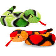 pluche-knuffel-dieren-kleine-opgerolde-slangen-rood-en-groen-65-cm_10366271